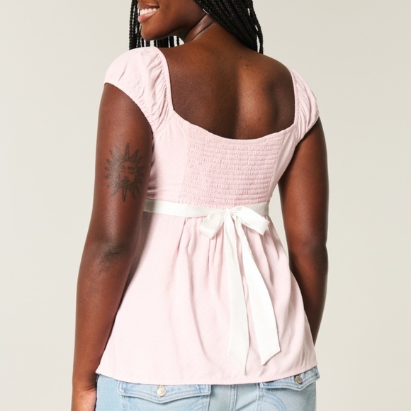 Hollister Easy Satin Tie Babydoll Top - Picture 2 of 8